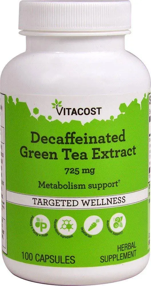 Vitacost Decaffeinated Green Tea Extract 725 mg - 100 Capsules