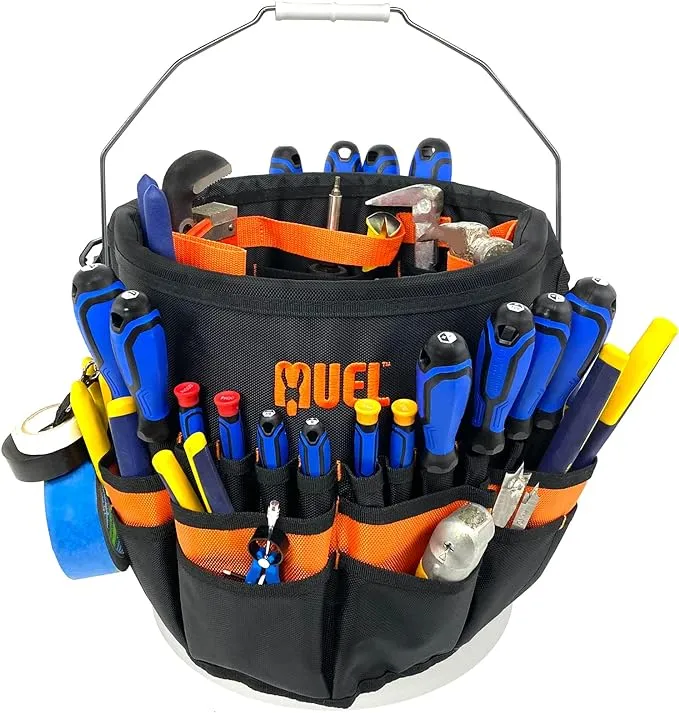 Bucket Tool Organizer - 53 Pocket Bucket Caddy For 5 Gallon Buckets - Durable And Waterproof Bag