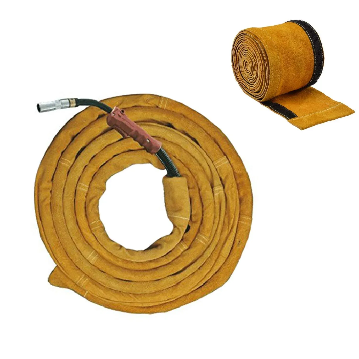 TIG Welding Torch Cable Cover Flame-Resistant Leather Kevlar Stitched,Yellow MIG/Plasma Cable Sleeves Tig Cover,137''