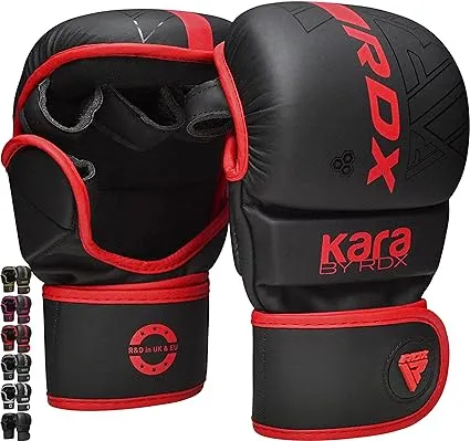 RDX MMA Boxing Grappling Gloves Muay Thai Sparring Kickboxing KARA Matte Red, L/XL