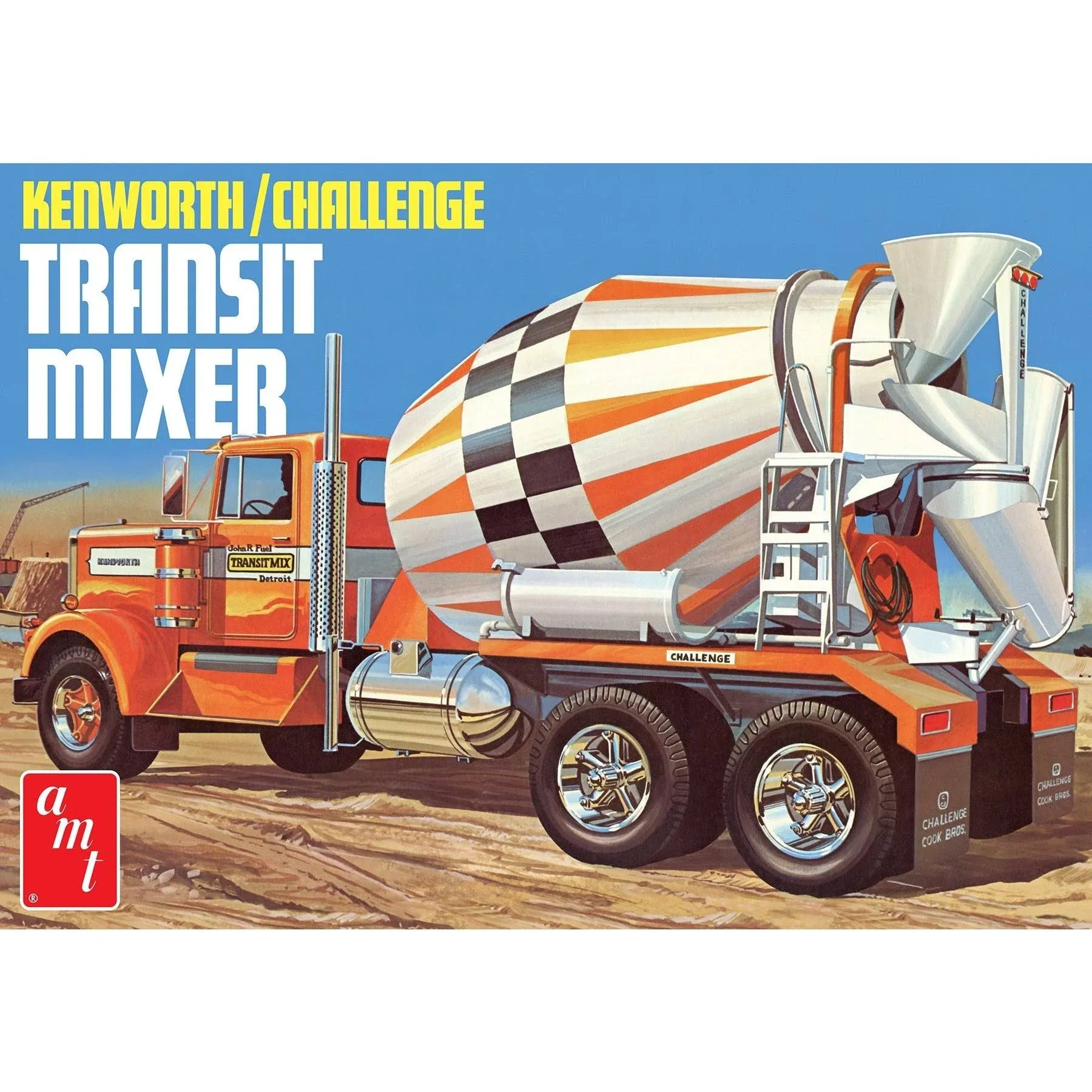 AMT Retro Deluxe KENWORTH / CHALLENGE TRANSIT MIXER Model Kit ~ 1:25 Scale ~ NIP