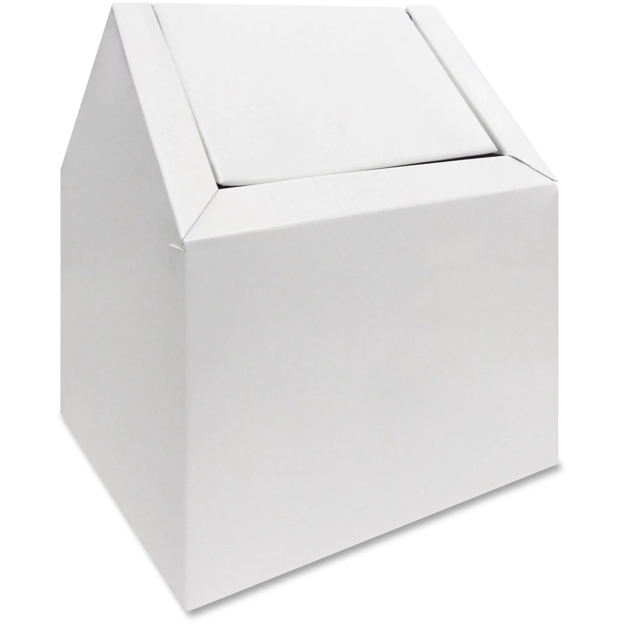 Hospeco Double Entry Swing Top Floor Receptacle Metal White