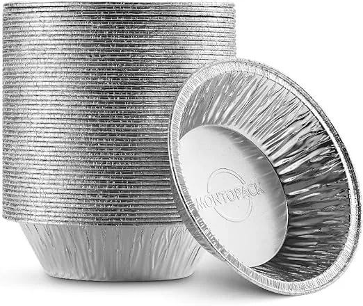 MontoPack Disposable 5" Aluminum Foil Pie/Tart Pans (100 Pack) | 5 Inch Round Cake Pan for Baking Personal Mini Pies, Homemade Cakes & Quiche | Oven Safe Foil Tins Easily Stack & Store Freeze & Reheat