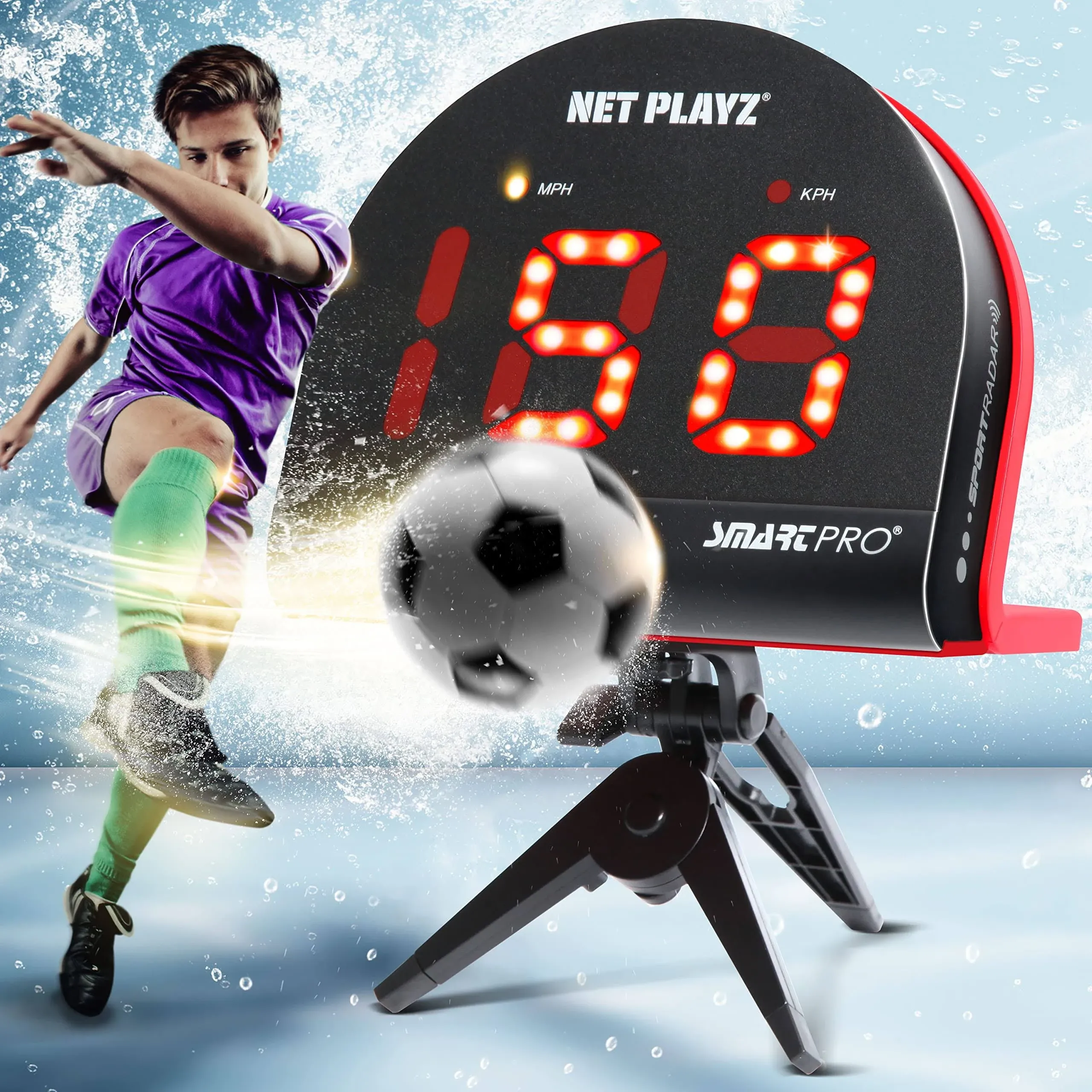 Soccer Radars, Speed Sensors Training Equipment (Hands-Free Radar Guns, Shooting Speed Guns | Soccer Gifts, High-Tech Gadget & Gear for Soccer Players, Black (NIS022132021)