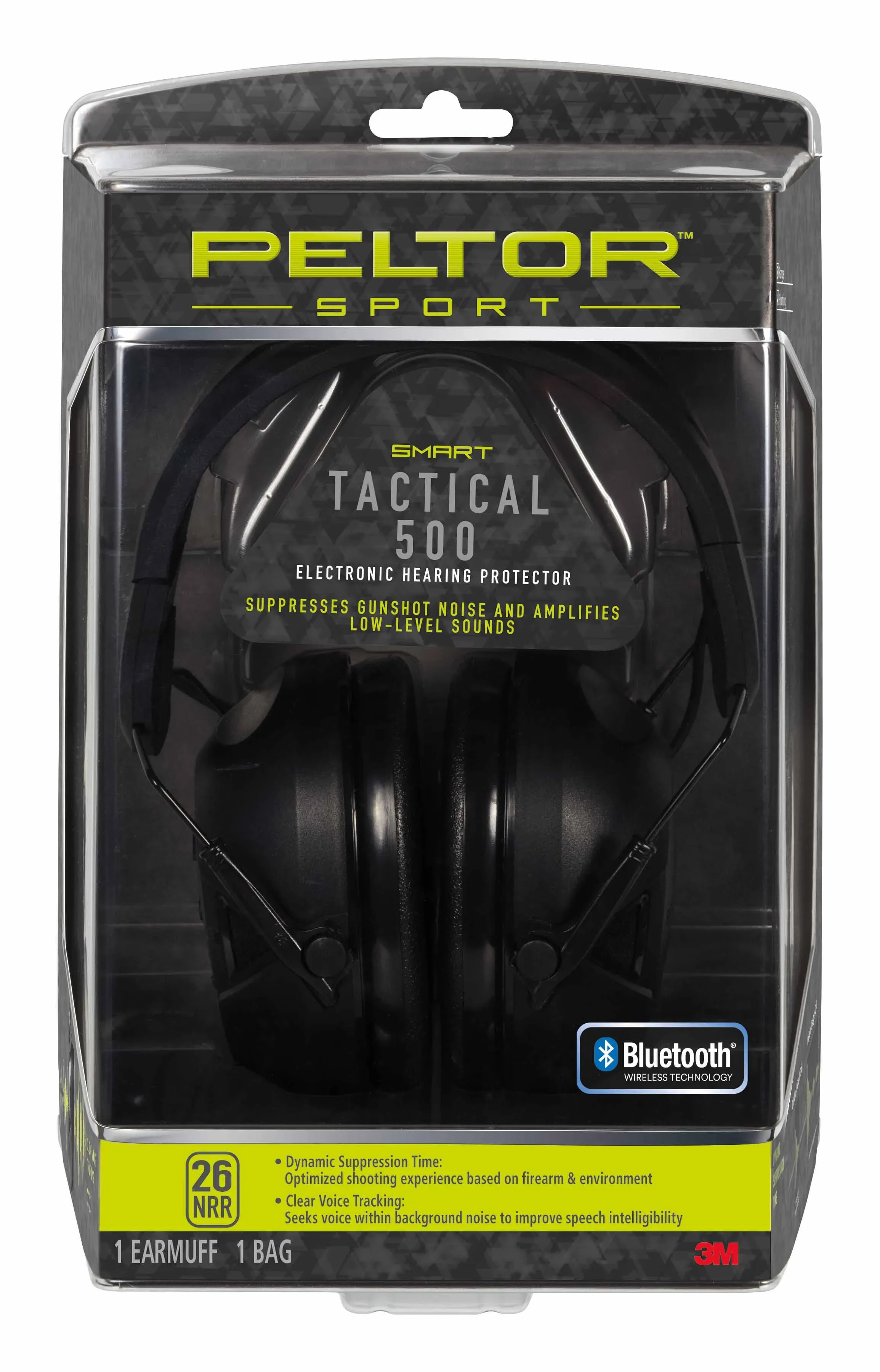 Peltor Sport Tactical 500 26db Bluetooth Electronic Earmuffs (TAC500-OTH)