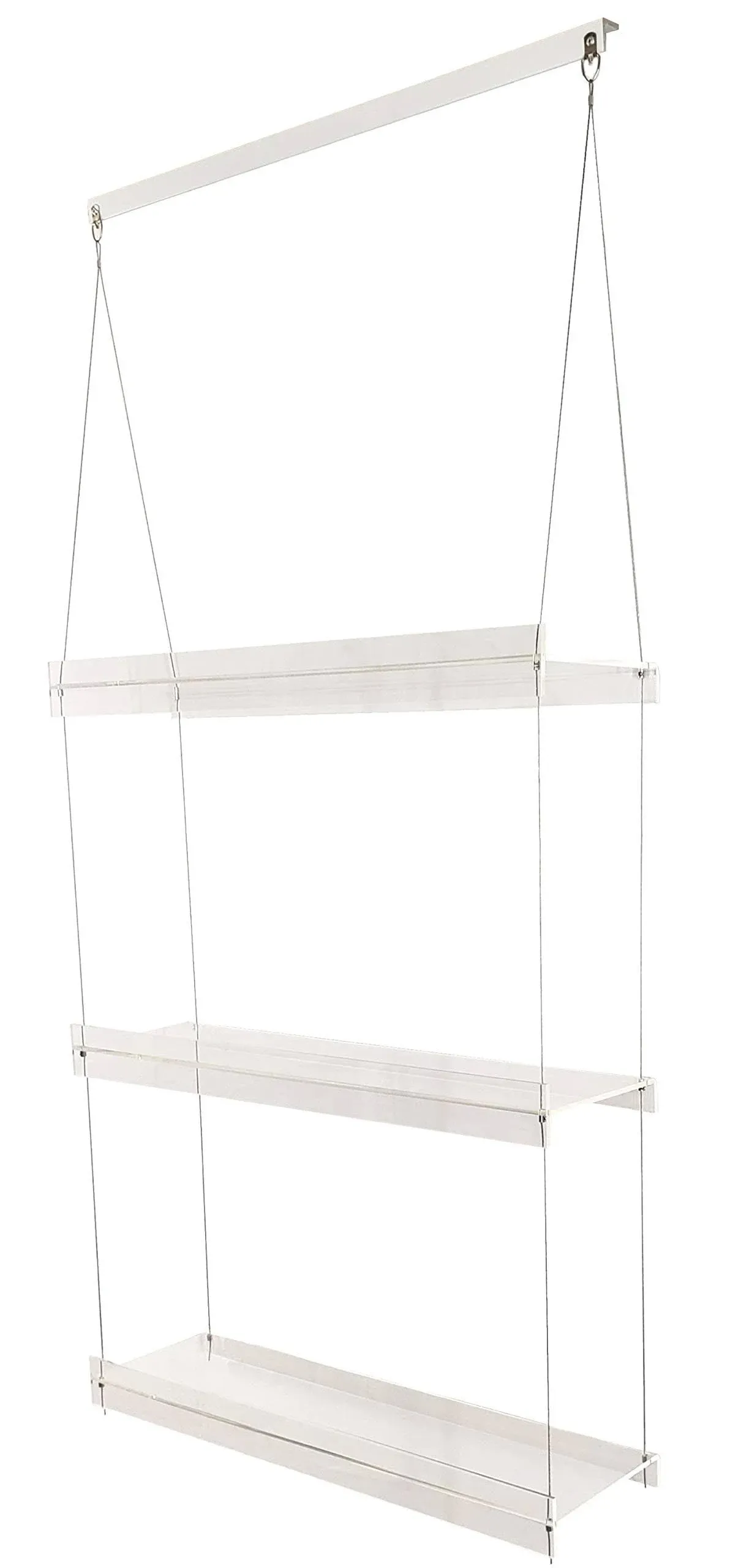 SUPREMETECH Hanging Acrylic Shelves for Windows (22" Wide, 3 Shelves - 46" Tall)