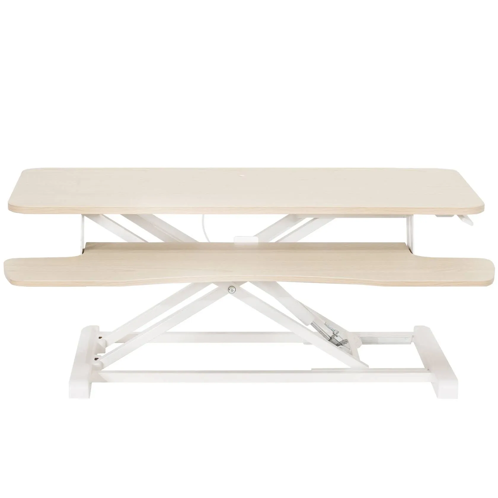 Height Adjustable Standing Desk Converter Vivo Size: 4.5" H x 36" W x 16" D, Color: Light Wood/White