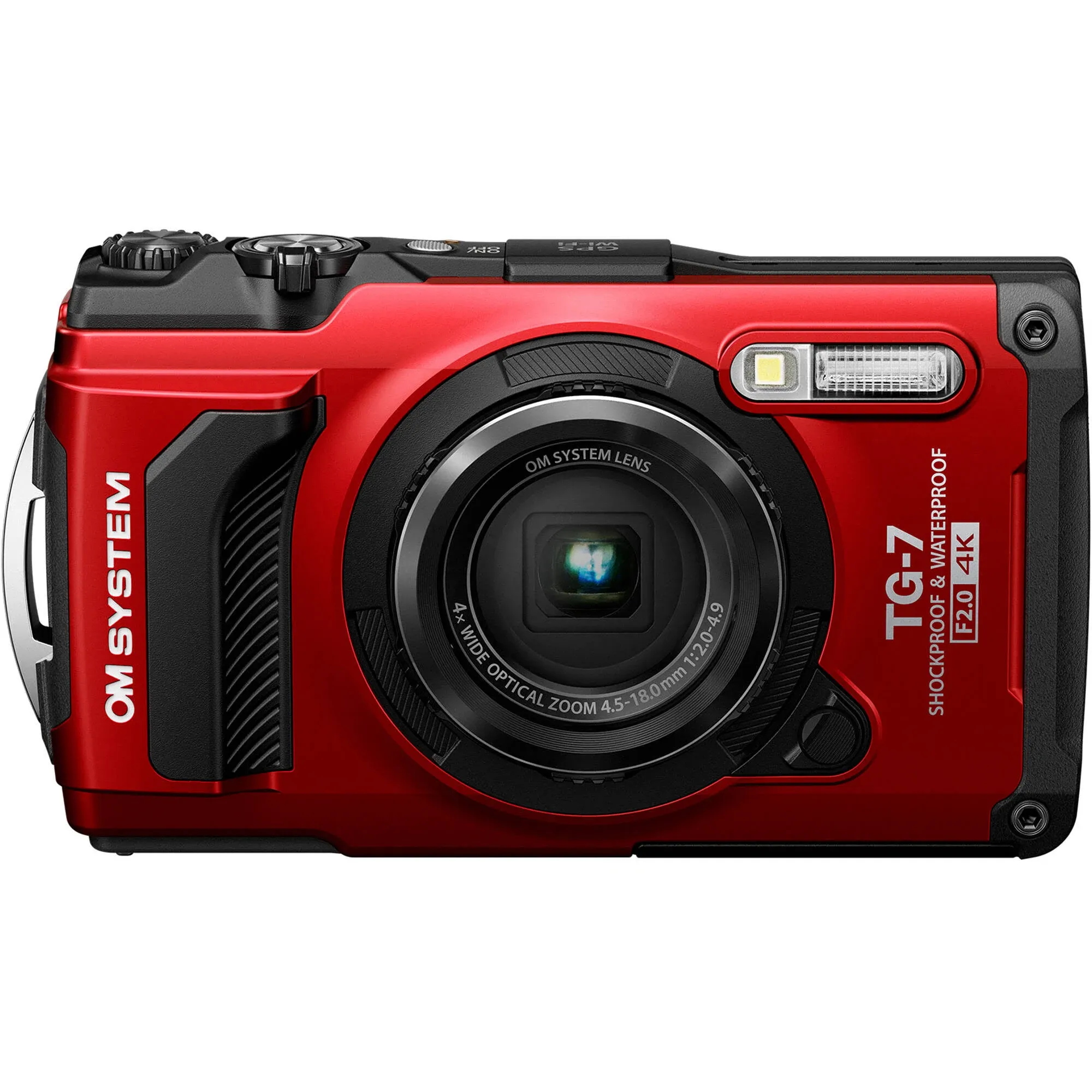 "OM Digital Solutions Americas - V110030RU000 - Olympus OM SYSTEM TG-7 12 Megapixel Compact Camera - Black, Red - 1/2.33'' CMOS Sensor - Autofocus - 3''LCD - Digital (IS) - 4000 x 3000 Image - 3840 x 2160 Video - 4K Recording - HD Movie Mode - Wireless LAN -"