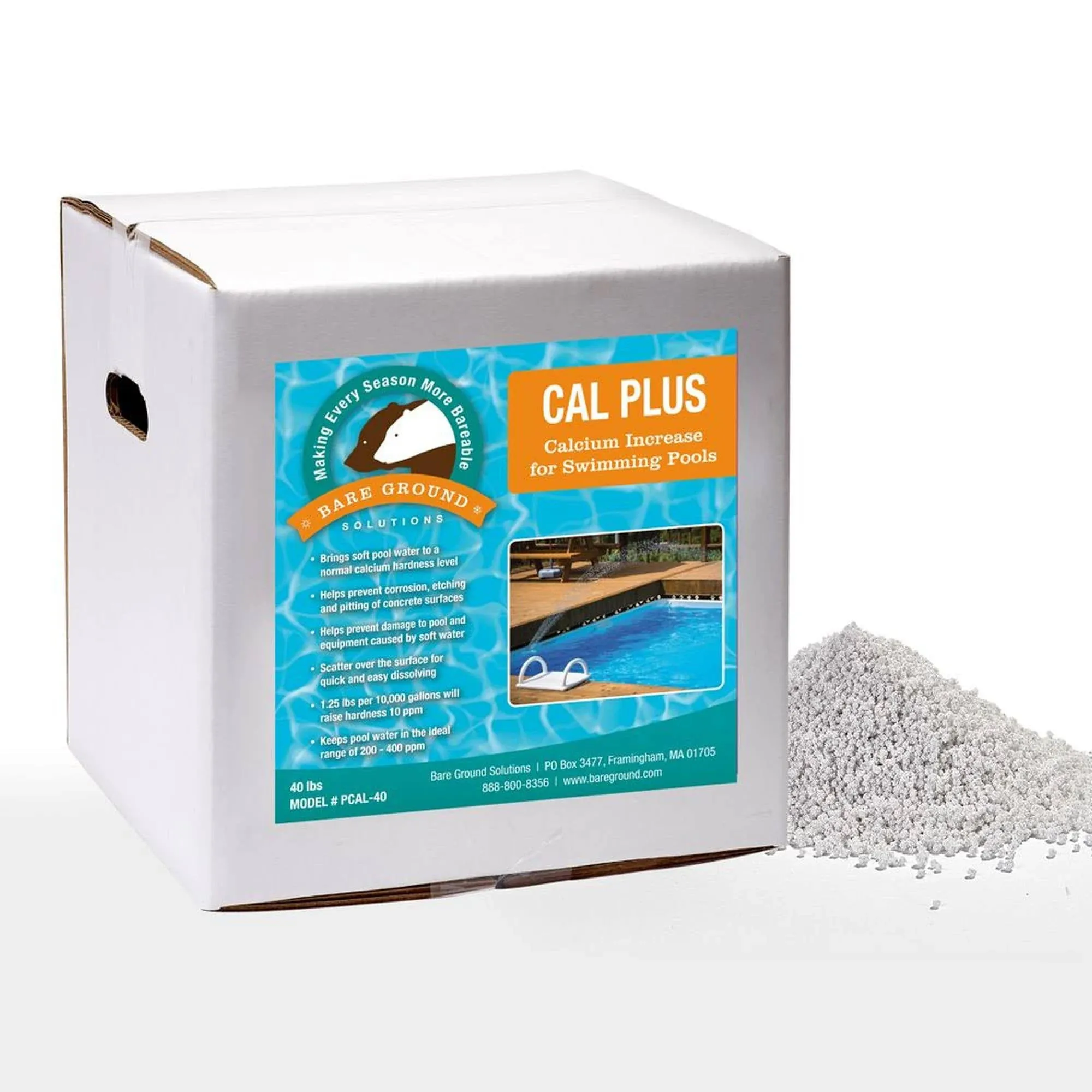 Bare Ground Calcium Hardness Increaser 40 lbs Box Pool Water Balancers Scatters