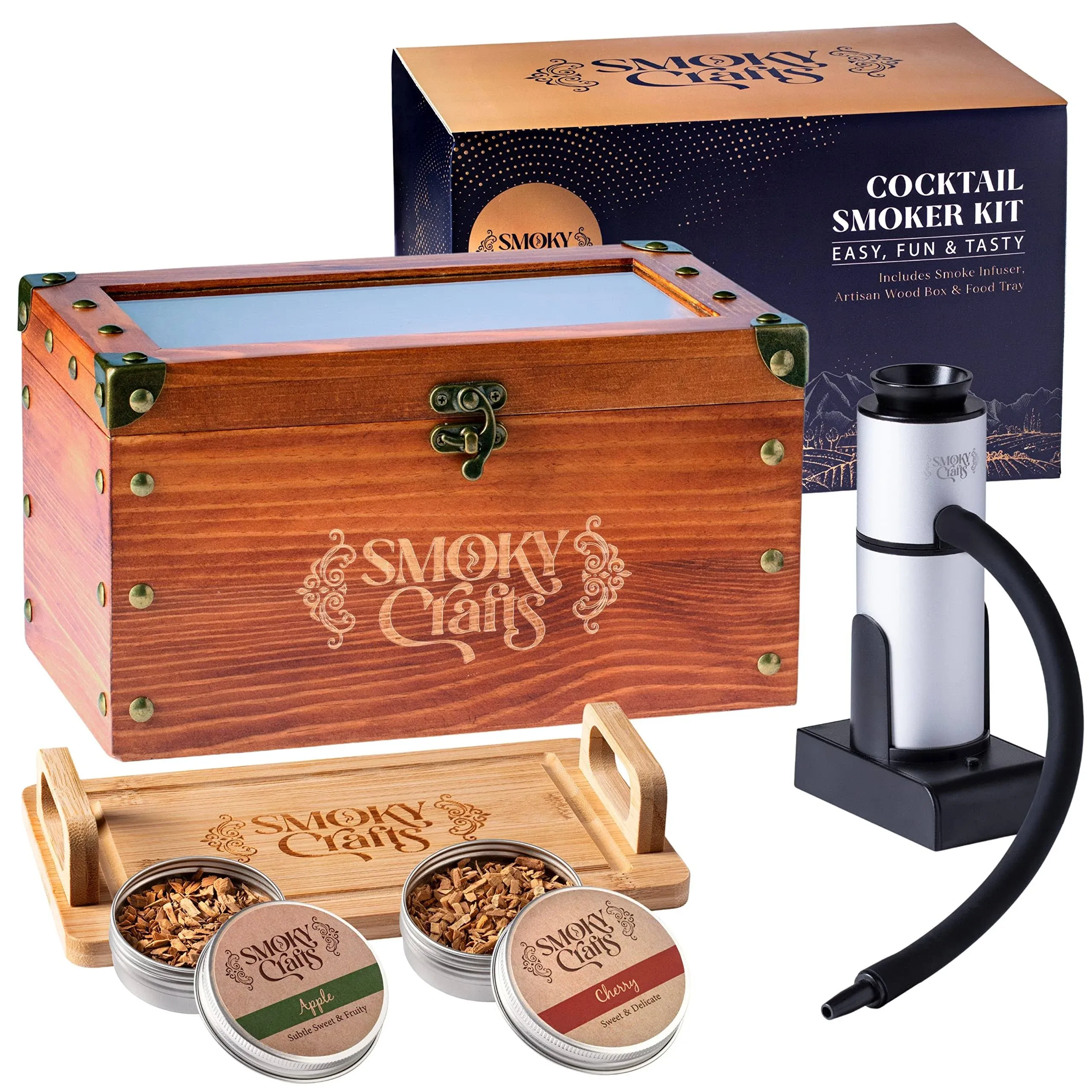 Smoky Crafts Cocktail Smoker Kit - Whiskey Smoker Kit with Smoking Gun, Cocktail ...