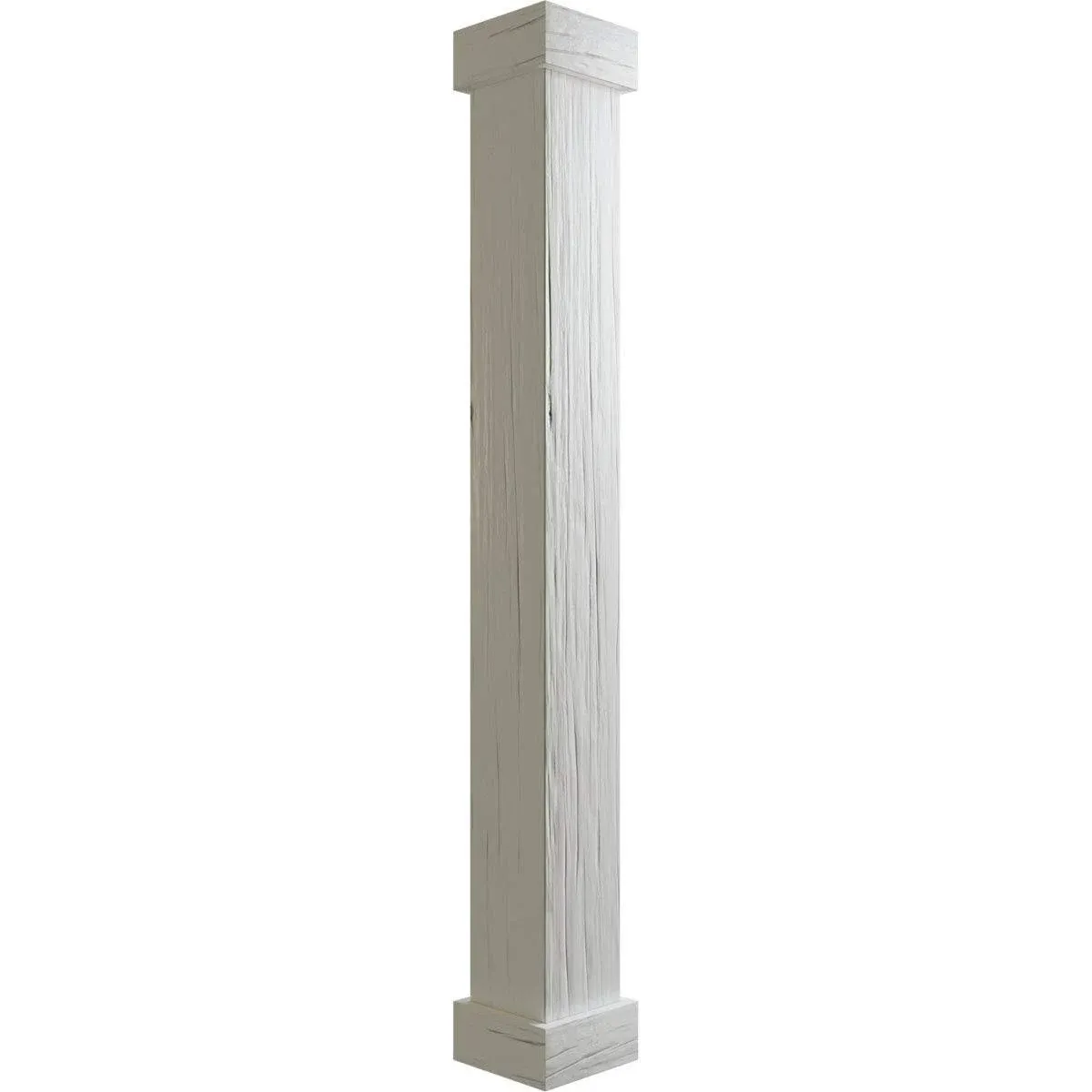 Ekena Millwork 8 inchw x 4'H Rough Cedar Endurathane Faux Wood Non-Tapered Square Column Wrap w/ Standard Capital & Base, Size: 8W x 4'H