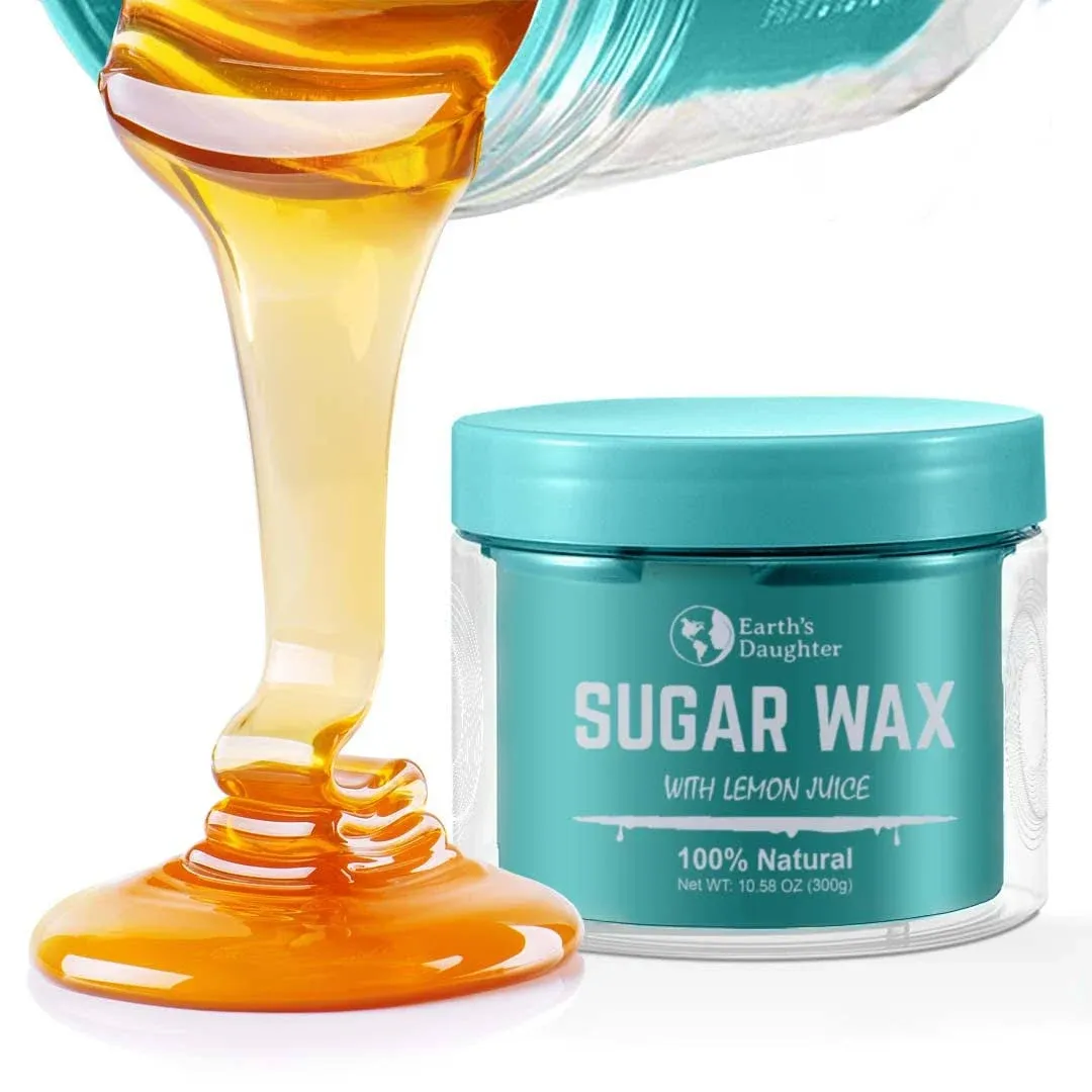 Sugar Wax Kit – Medium All Purpose Sugar Waxing Kit for Women - Organic Hair Removal – 10.6 oz Includes Applicators & Strips, Long Lasting, Gentle & Washable Sugaring Hair Removal, Home Waxing Kit – for Bikini, Legs, Eyebrows, Body