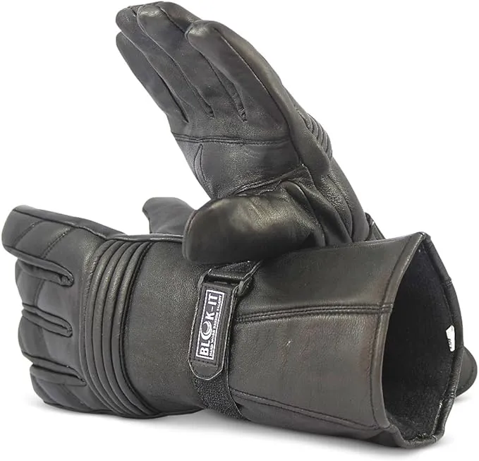 Full Leather Motorcycle Gloves by Blok-IT. Gloves Are Thermal, 3M Thinsulate ...