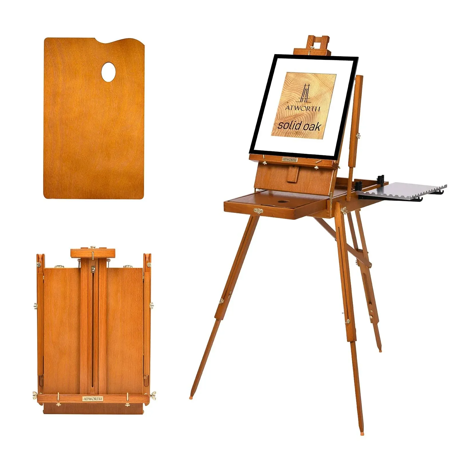 Atworth French Easel for Painting Deluxe Oak Wooden Field Studio Sketch Box