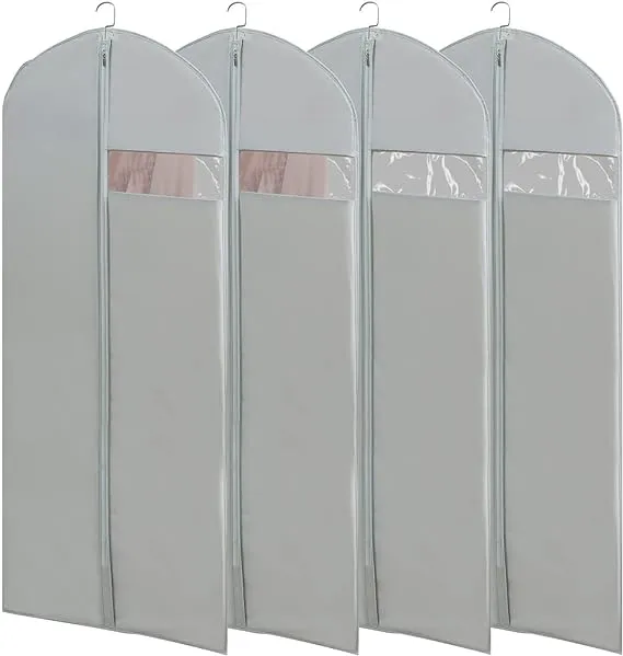 Dress Bags for Gowns Long, 65'' Long Dress Clear Garment Bag(Set of 4, 23.3'' X 65'')