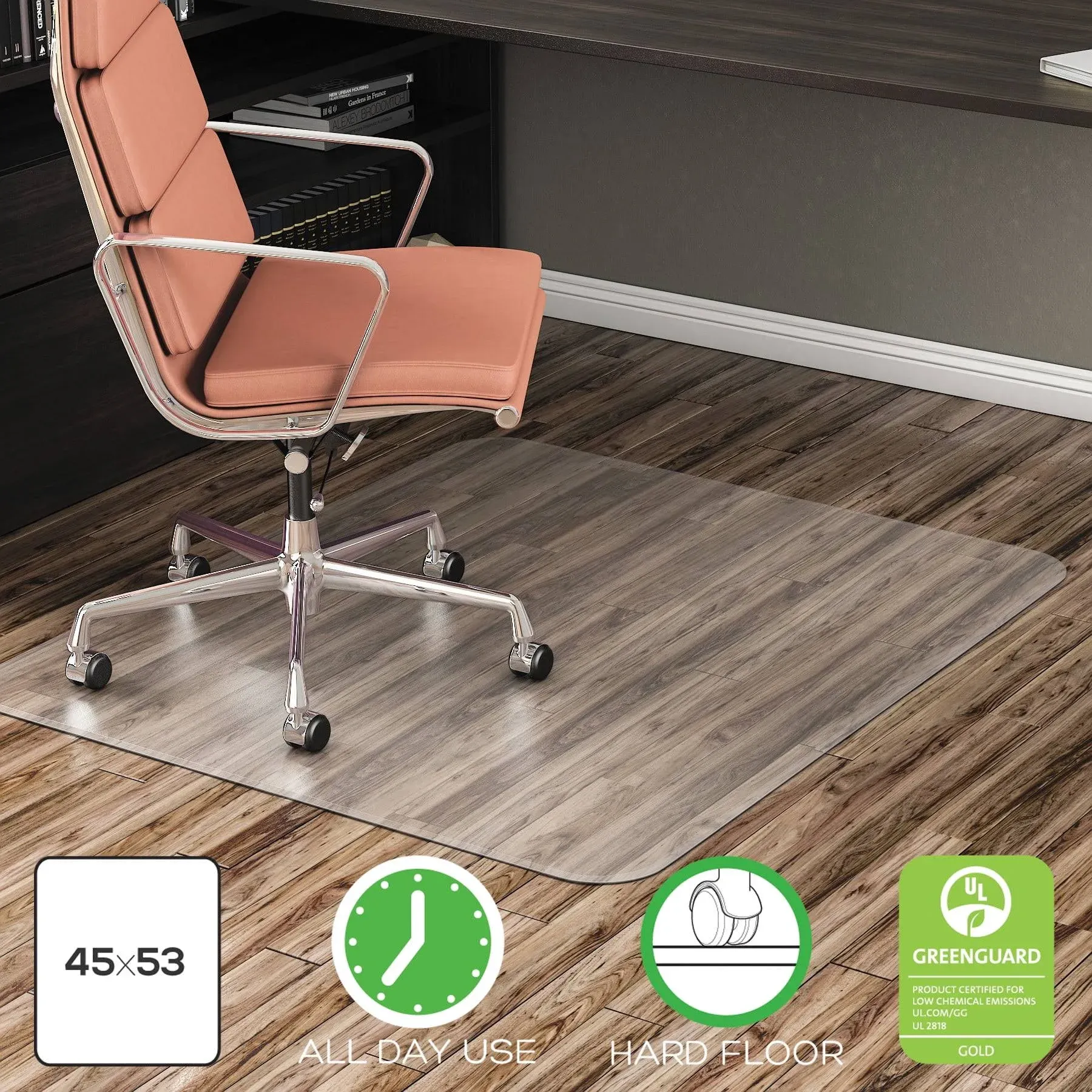 Deflecto EconoMat Anytime Use Chair Mat for Hard Floor 45 x 53 Clear