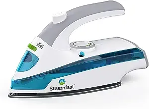 Steamfast SF-710 Mini Steam Iron, Non-Stick Sole Plate, Foldable Handle, 45 Second Heat Up Time, Cord Storage, White