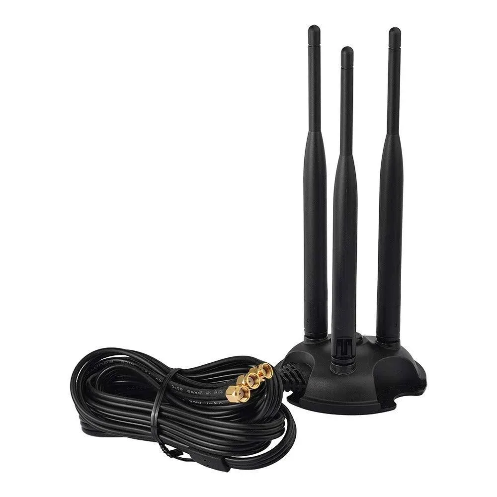 2.4GHz 5GHz Dual Band WiFi Antenna, Triple RP-SMA Antenna Magnetic Base for PC..