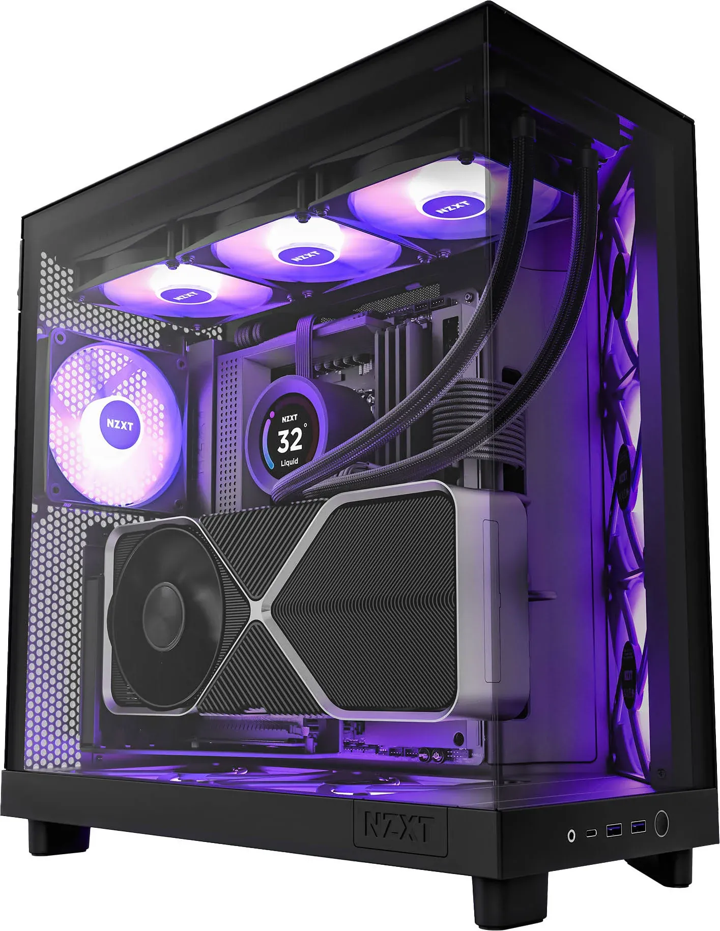 NZXT H6 Flow RGB Compact Dual-Chamber Mid-Tower Airflow Case Black