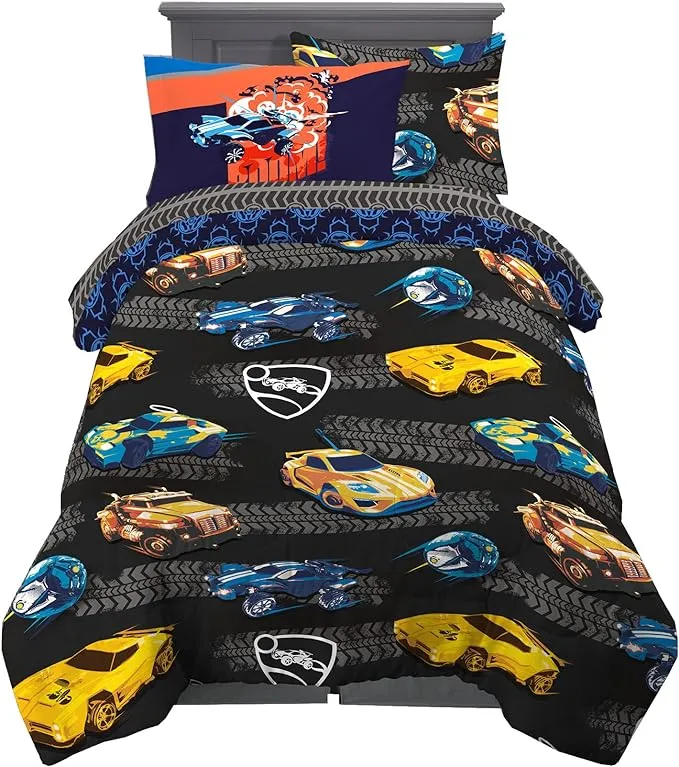 Franco Kids Bedding Super Soft Comforter and Sheet Set with Sham, 5 Piece Twin Size, Rocket League