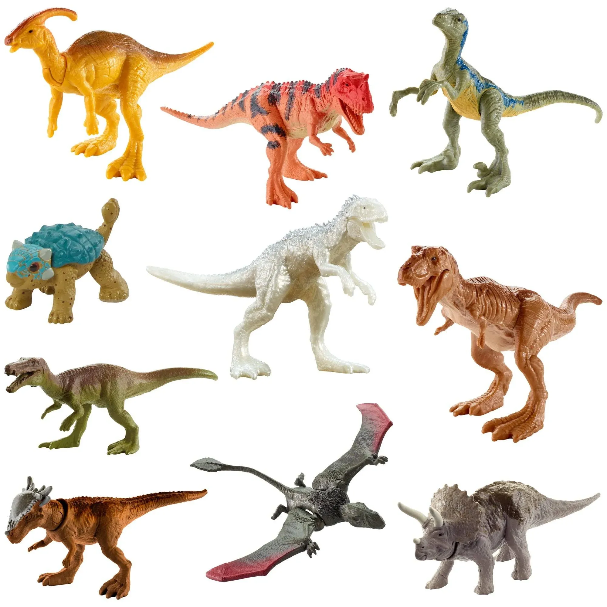 Mattel Jurassic World Camp Cretaceous Multipack with 10 Mini Dinosaur Action Figures, Realistic Sculpting & One or More Movable Articulation Points Iconic to Its Species, 4 Years Old & Up