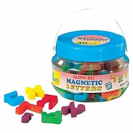 40 Alef Bet Magnetic Letters in Reusable Tub