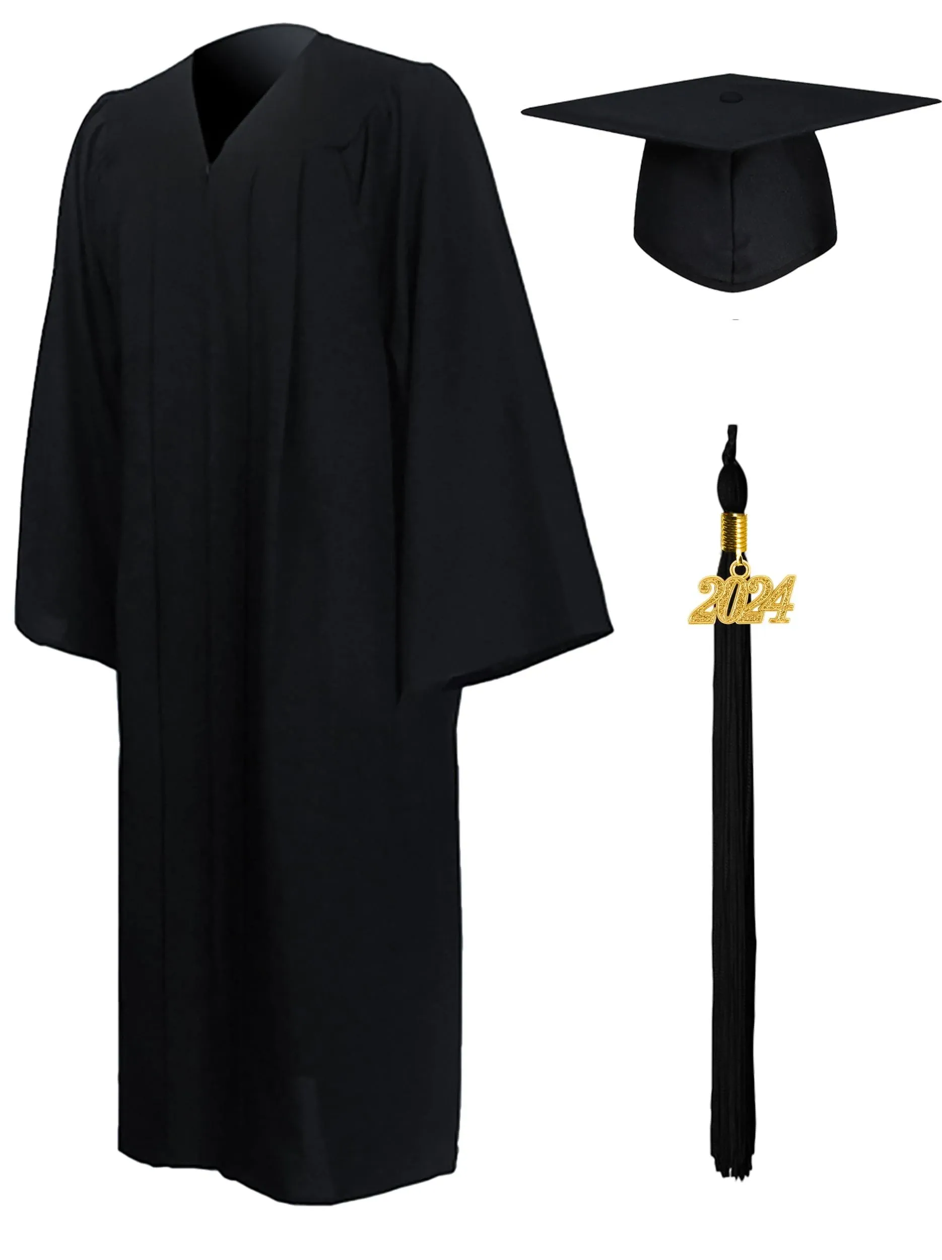 GraduationMall Matte Graduation Gown Cap Tassel Set 2024 for High School and Bachelor