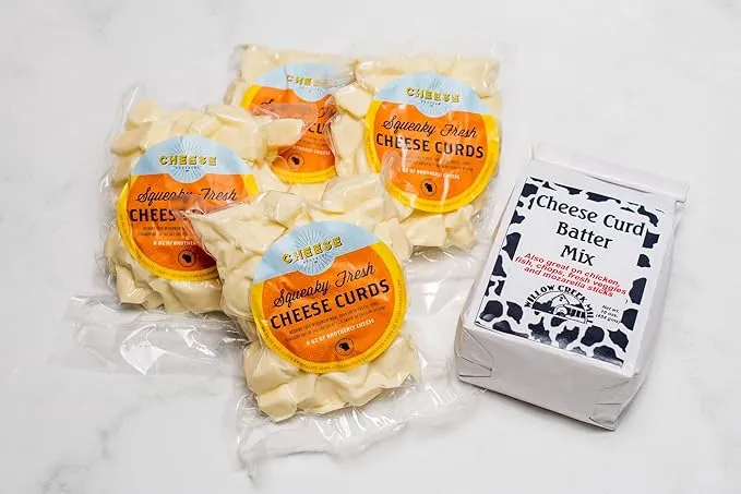 Cheese Bros Squeaky Fresh Wisconsin Garlic and Dill CHEESE CURDS | 4 PACK | 8 OZ bags | Gourmet Gift for Families