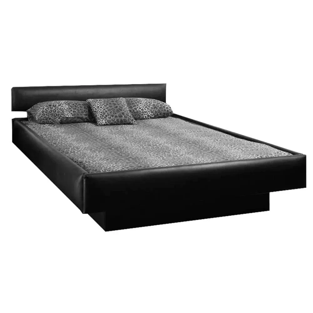 Strobel Organic Aspen Complete Waterbed 5 Board Vinyl Upholstered Black Vinyl King