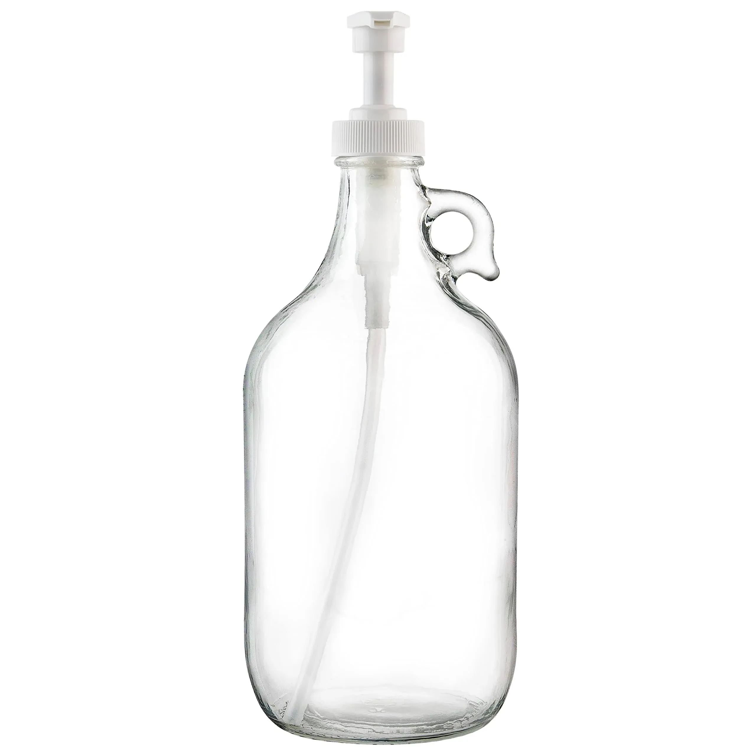 Half Gallon Glass Pump Dispenser Bottle, Large Jug with Pump for Laundry Soap ...