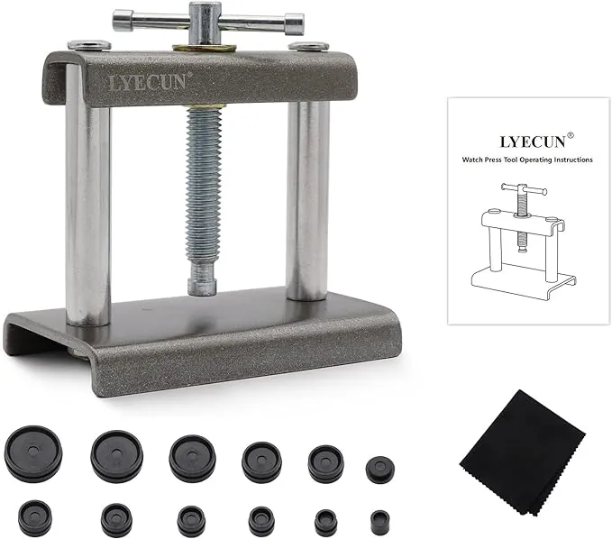 LYECUN Watch Press Set Back Case Closer, Watch Press Tool, Watch Crystal Press, Watch Battery Replacement Tool