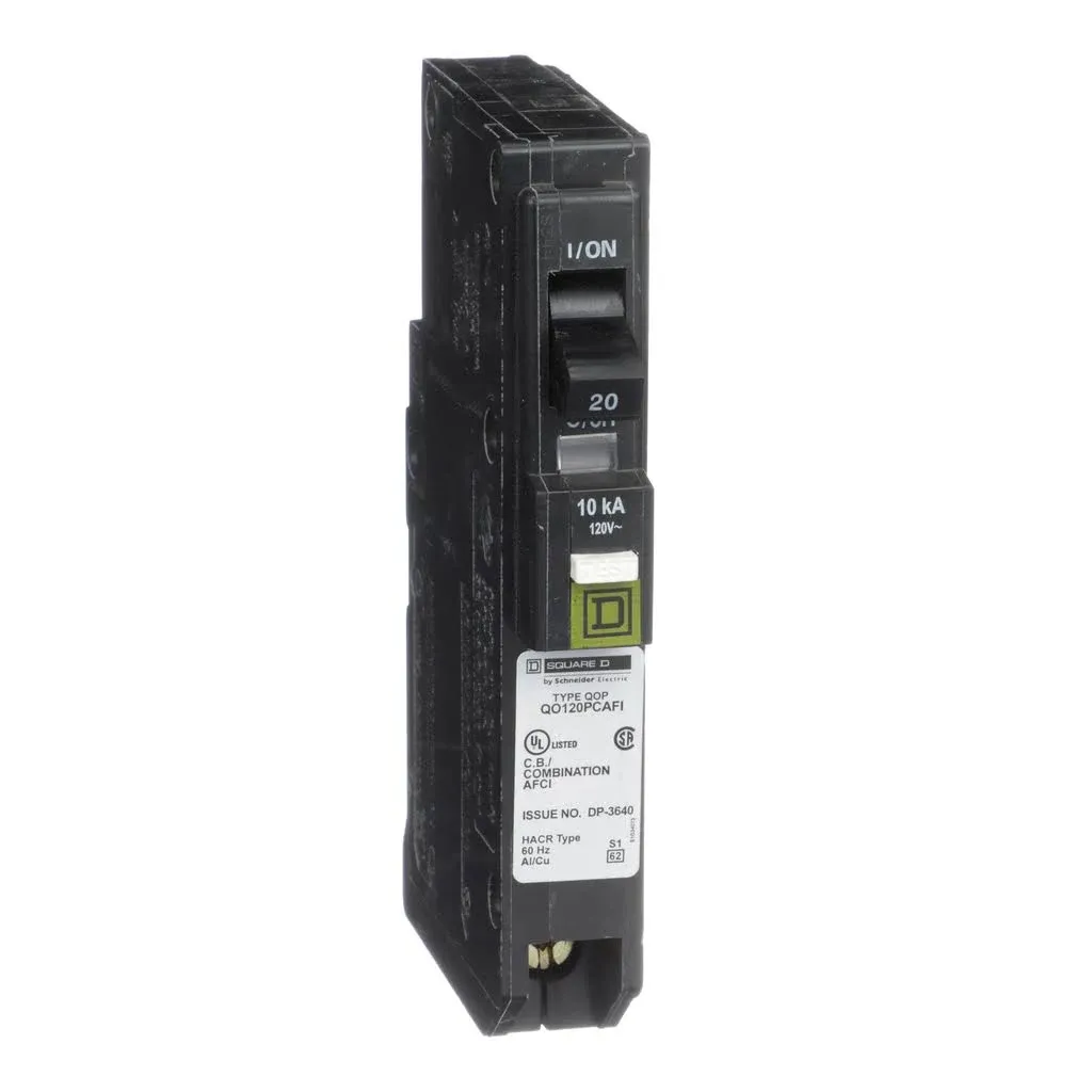 Square D - QO120PCAFI 20-Amp Single-Pole Plug-On Neutral CAFCI Circuit Breaker