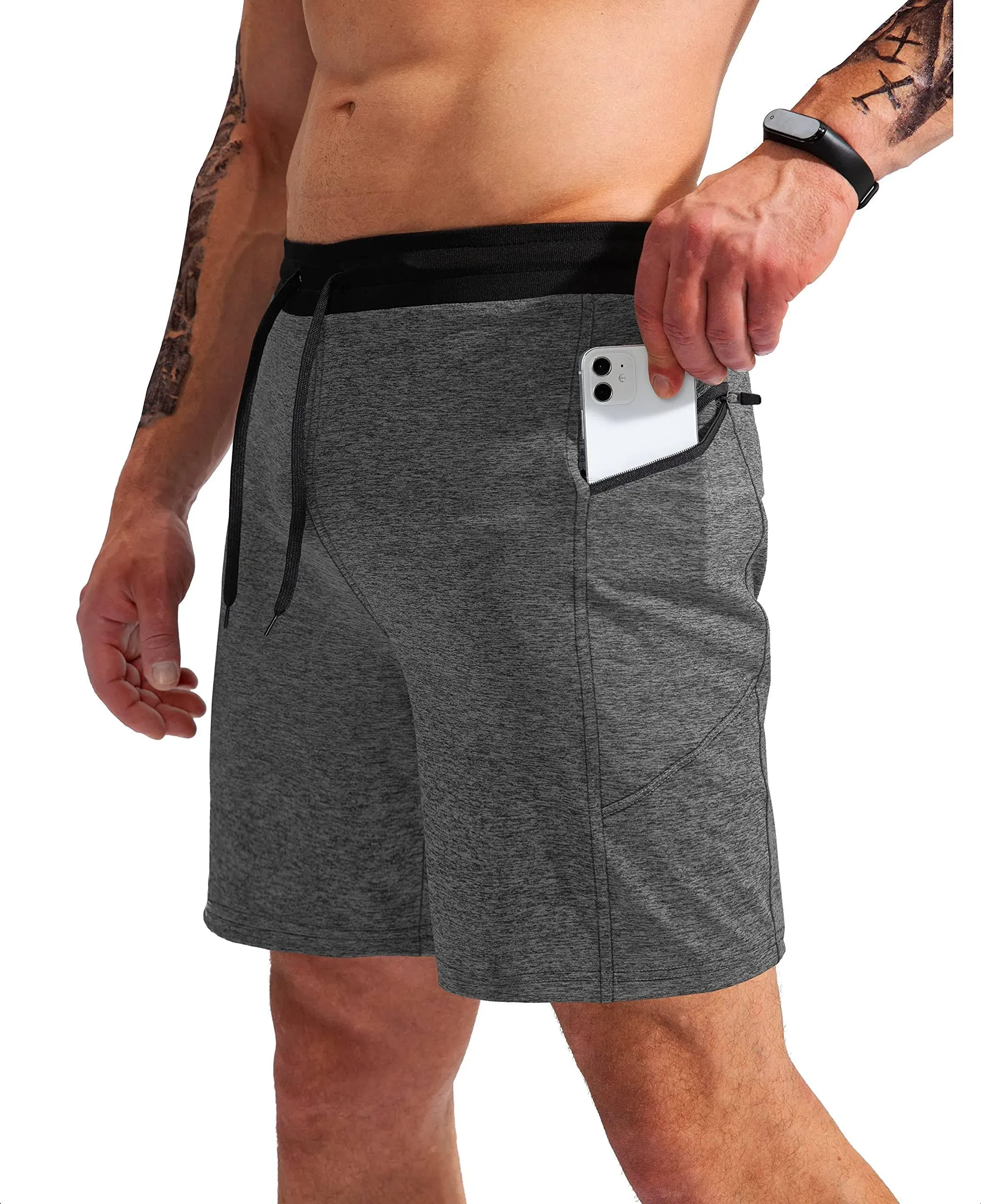 G Gradual Men's 7" Workout Running Shorts Quick Dry Lightweight Gym Shorts with Zip Pockets