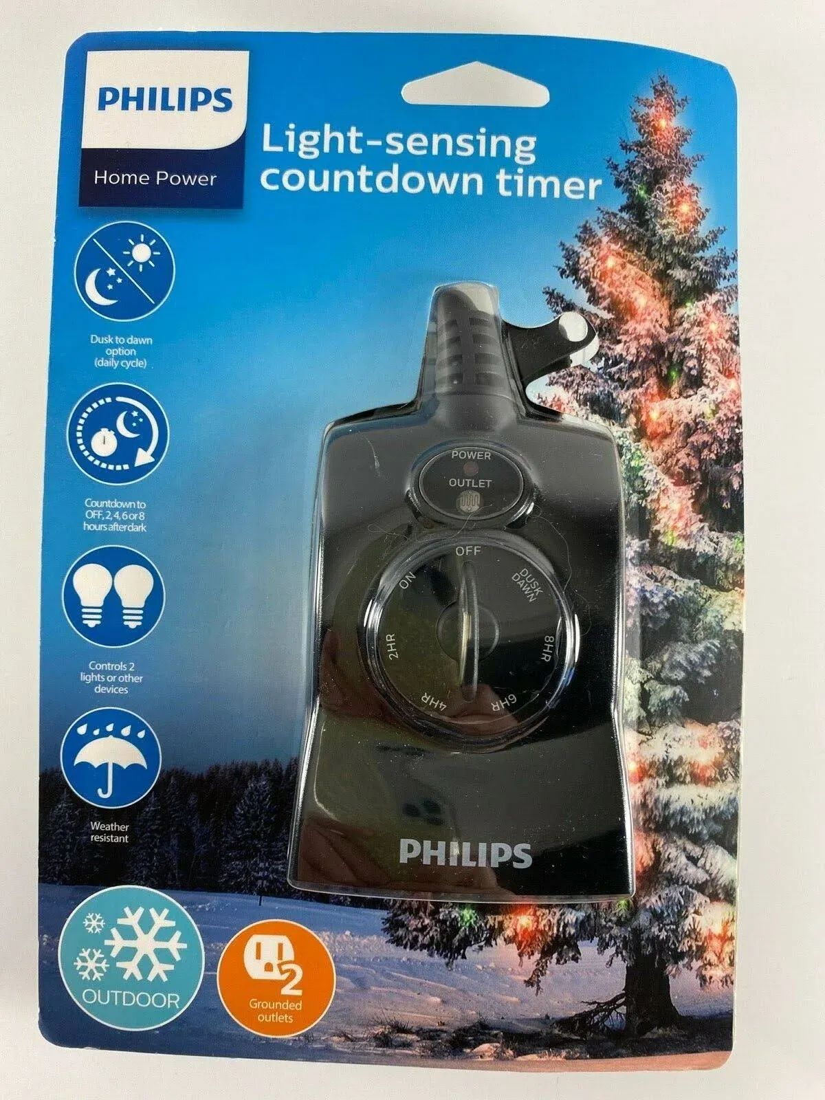 Philips Home Power Light-sensing Countdown Timer Weather Resistant New in a Pack