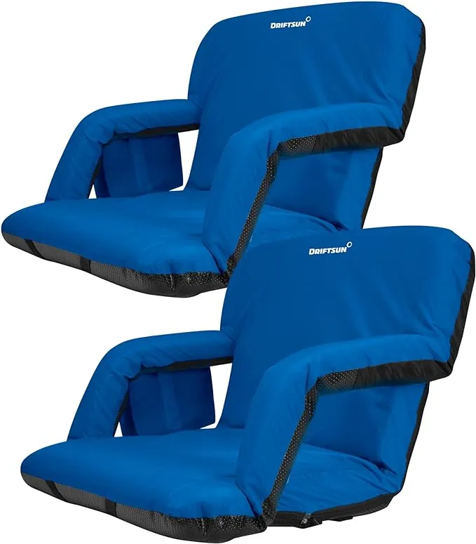 Driftsun 2 Pack Extra Wide Stadium Seats with Back Support - Deluxe Foldable ...