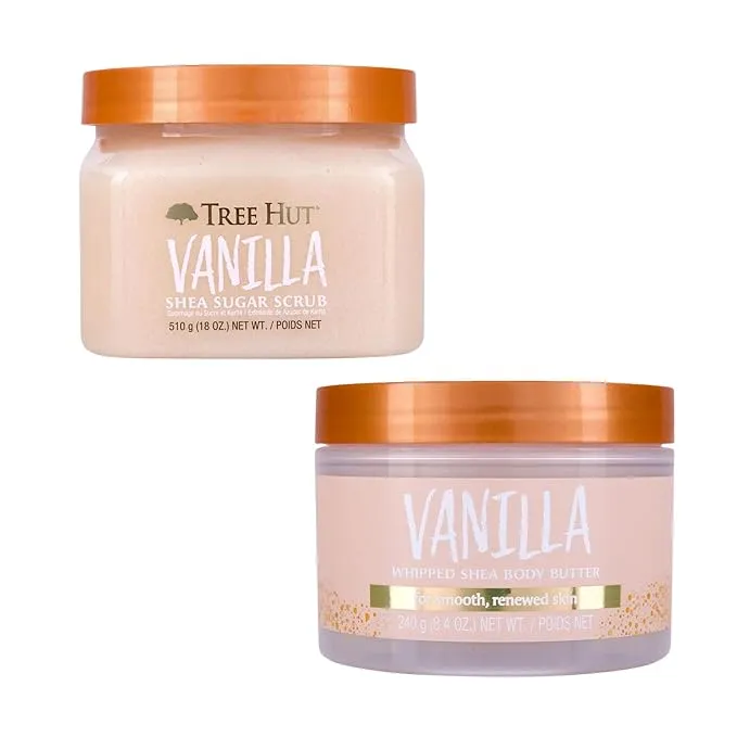 Tree Hut Vanilla Shea Sugar Scrub Bundled With Whipped Body Butter, New Scent Gift Set 2023, 26.4 Ounce beige