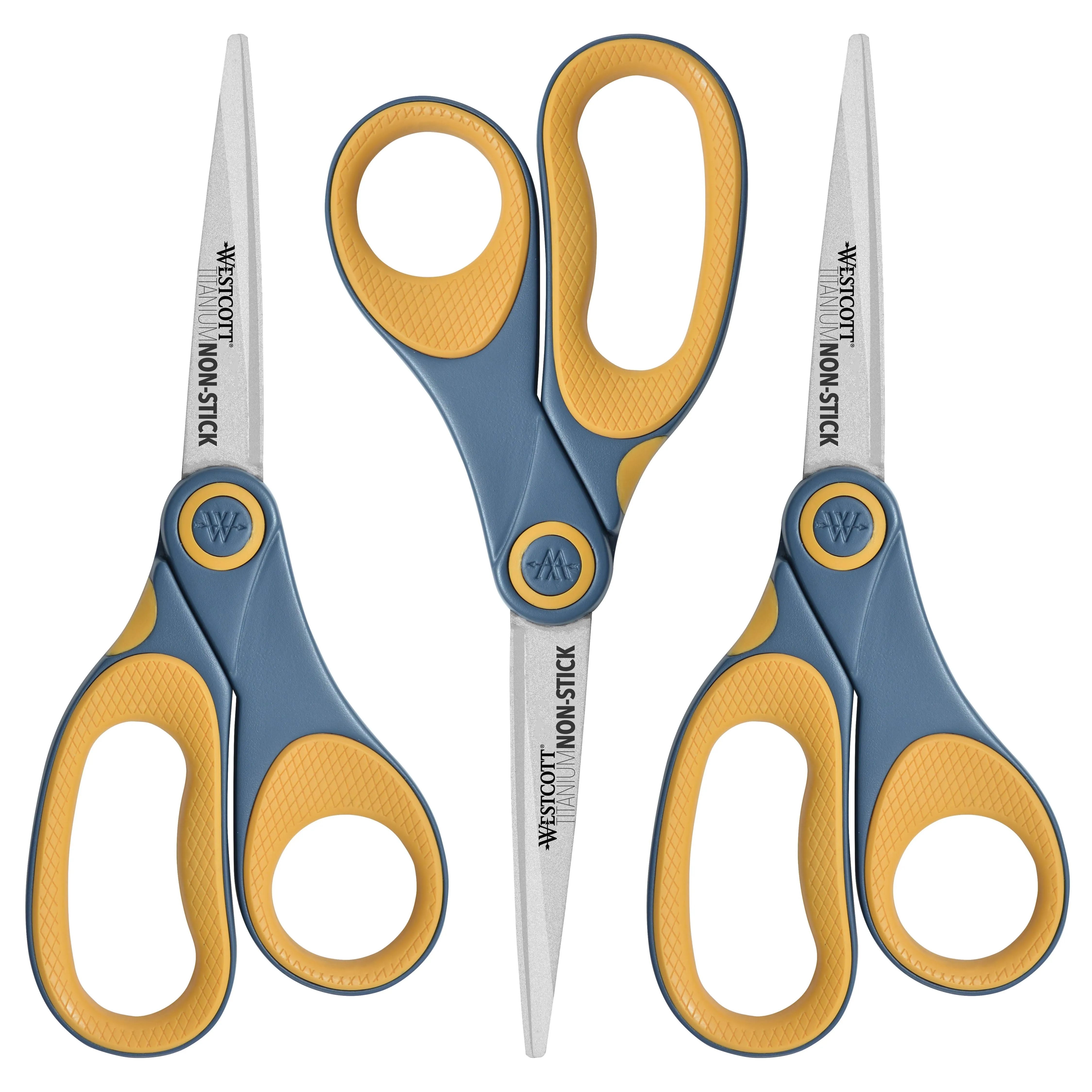 8 Inch Non Stick Titanium Scissors for Office Home School Blue/Gray 6 Pack