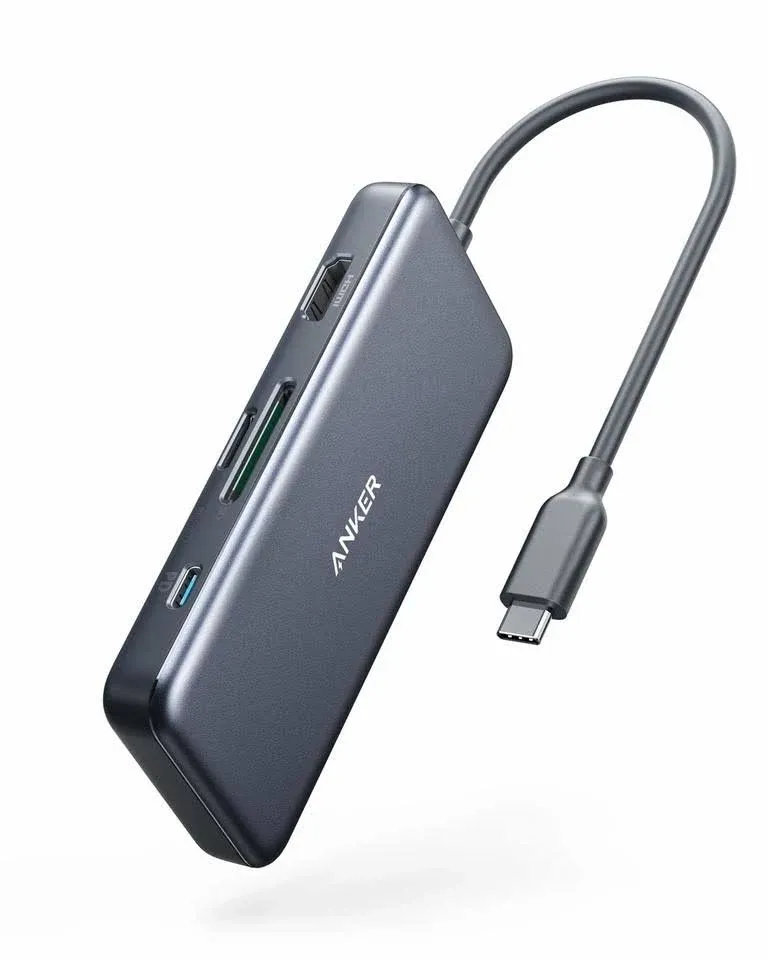 Anker USB C Hub, 341 USB-C Hub (7-in-1) with 4K HDMI, 100W Power Delivery, USB-C and 2 USB-A 5 Gbps Data Ports, microSD and SD Card Reader, for MacBook Air, MacBook Pro, XPS, and More