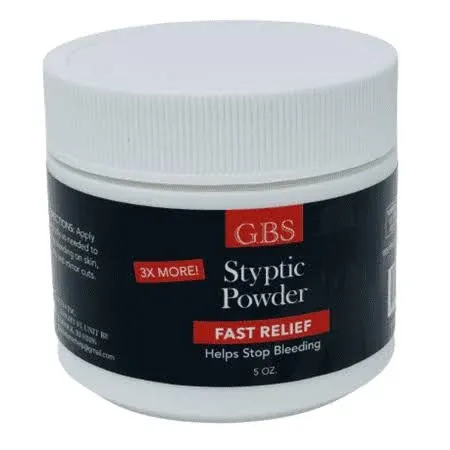 G.B.S Styptic Powder with Sealed Top + Scoop Quick Stop Bleeding, Nick Relief First Aid Useful for Minor Cuts, Nosebleeds, Camping Safety Survival Kit (5oz)