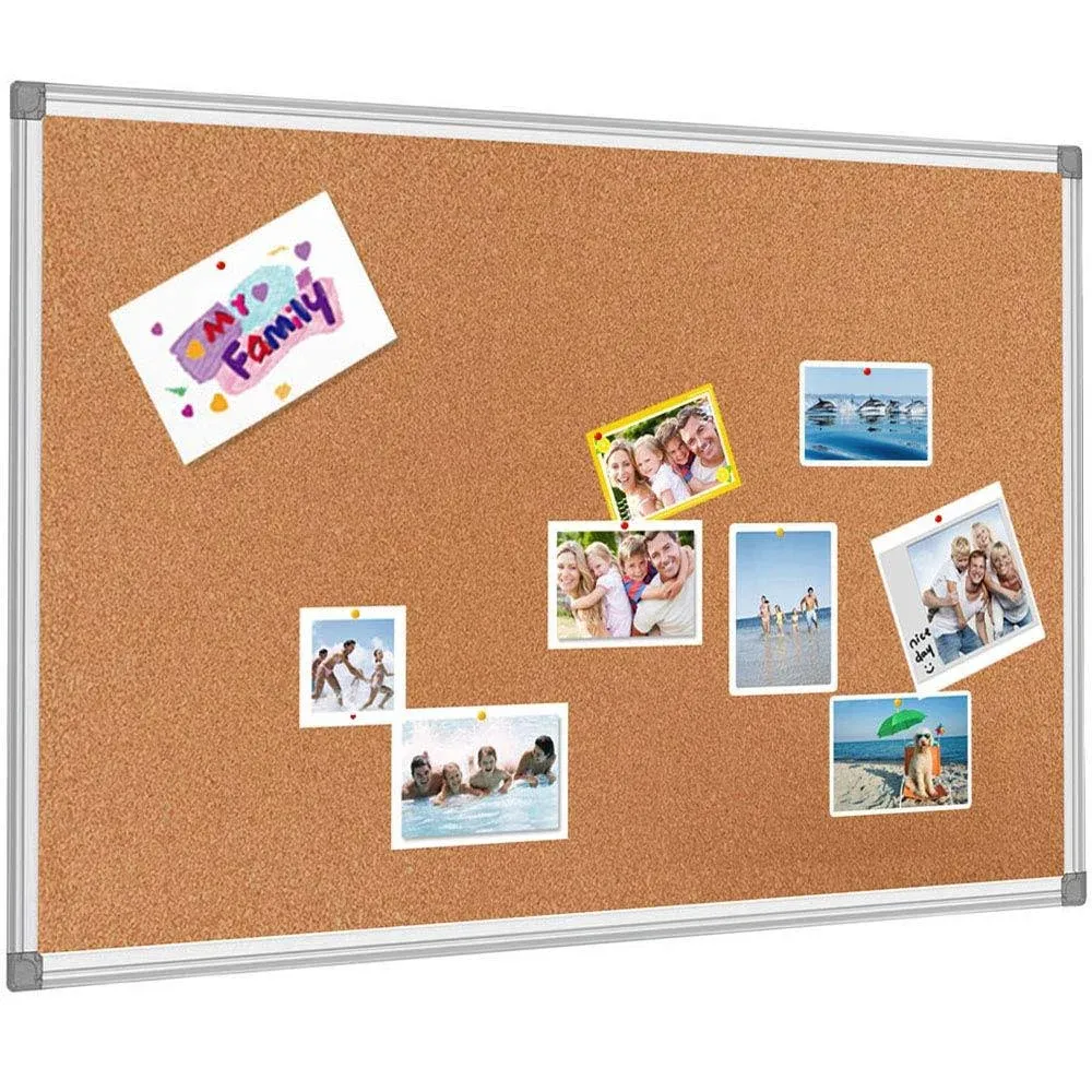 BESTBOARD Cork Bulletin Board, Heavy Duty Corkboard for Homes or Offices, 24 x 36 inch, Silver Aluminum Frame