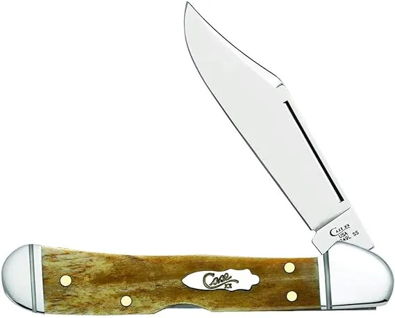 Case WR XX Pocket Knife Smooth Antique Bone Mini Copperlock Item #58186 - (61749L SS) - Length Closed: 3 5/8 Inches