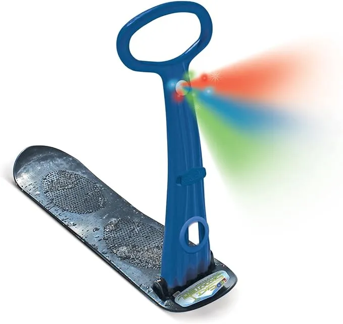 The Original LED Ski Skooter, Fold-up Snowboard Kick-Scooter for Use on Blue