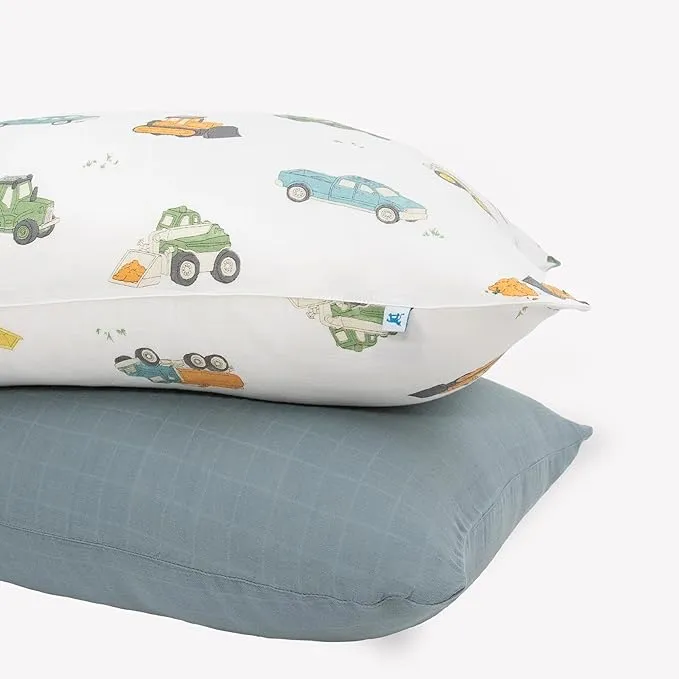 Little Unicorn 2-Pack Cotton Muslin Pillowcase in Trucks