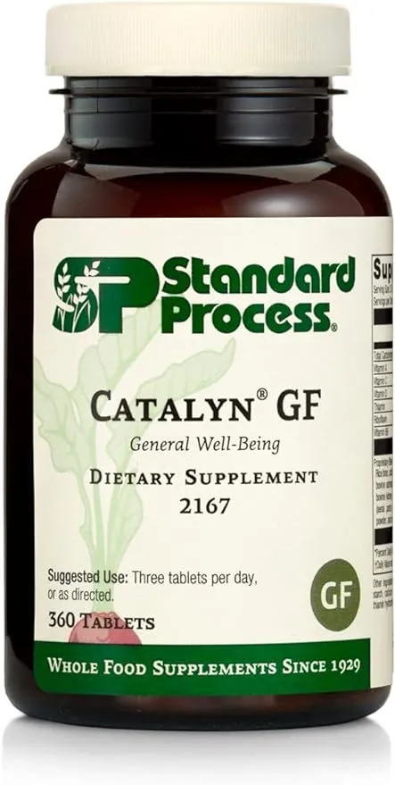 Standard Process Catalyn GF - Gluten-Free Foundational Support for General Wellbeing with Vitamin D, Vitamin C, Vitamin A, Thiamine, Riboflavin, Vitamin B6, Magnesium Citrate, and More - 360 Tablets