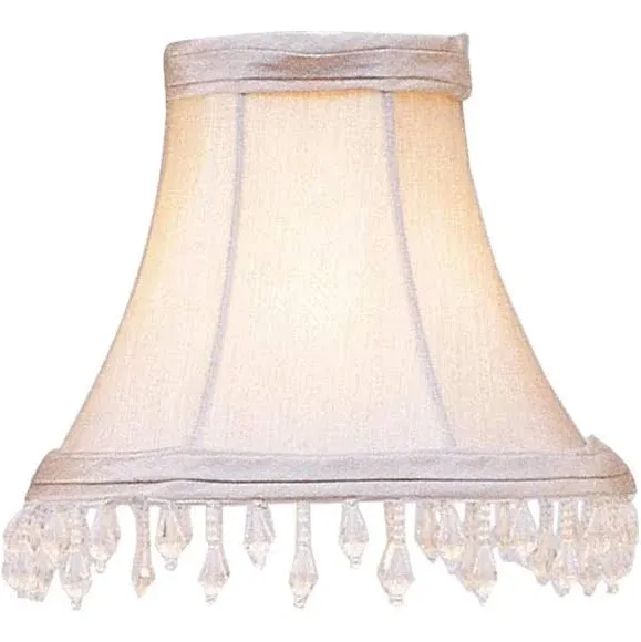 Livex Lighting Pewter Bell Clip Shade with Clear Beads, Size: 5.1\, Beige