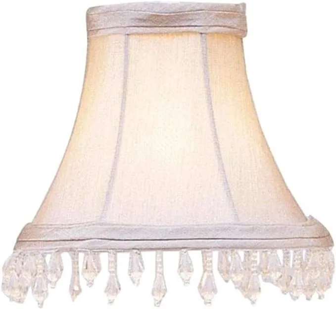 Livex Lighting Pewter Bell Clip Shade with Clear Beads, Size: 5.1\, Beige