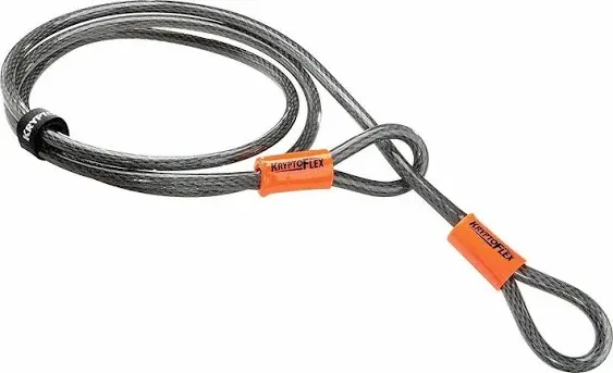 Kryptonite KryptoFlex Security Cable, 2.6FT/4FT/7FT/30FT Long Braided Steel Flex Bike Lock Anti-Theft Cable with Looped Ends for Outdoor Equipment, U-Lock and Padlock, 5mm-10mm Thick