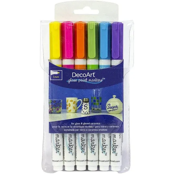 Decoart Paint Marker 1mm Set Brights 6pc Glass PaintMarkerSetBrights6pc