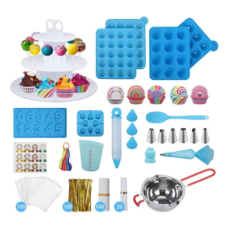 554PCS Cake Pop Maker Kit - Silicone Lollipop Molds Baking Supplies with 3 Tier 