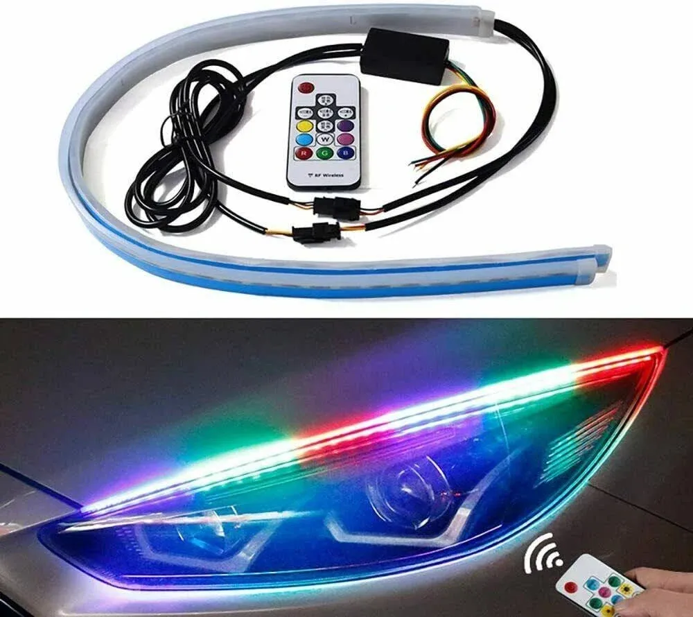 Exterior Car LED Lights - Multicolor 2 Pcs 24 inches Daytime Running Lights R...